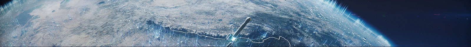 地球表面与冷蓝光线构成的航天视角